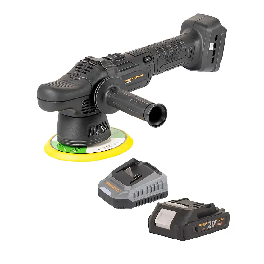 Procraft PM20bb Akku Poliermaschine 20 V 150 mm + 1x Akku 2,0 Ah + Ladegerät