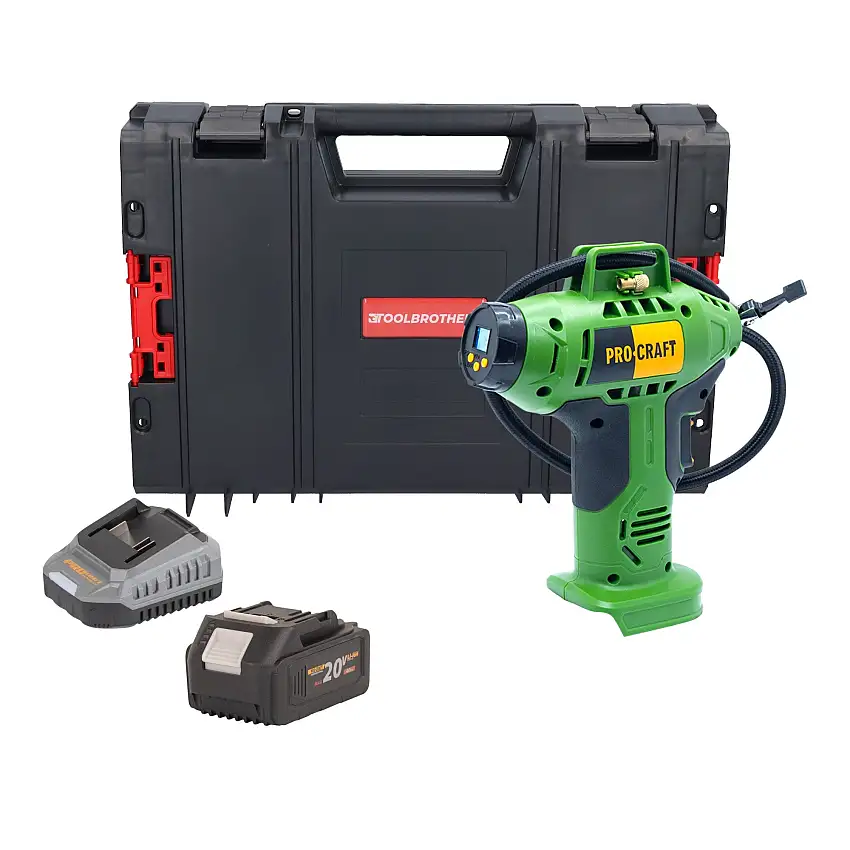 Procraft LK20 Akku Kompressor 20 V 11 bar + 1x Akku 4,0 Ah + Ladegerät + RHINO Toolcase