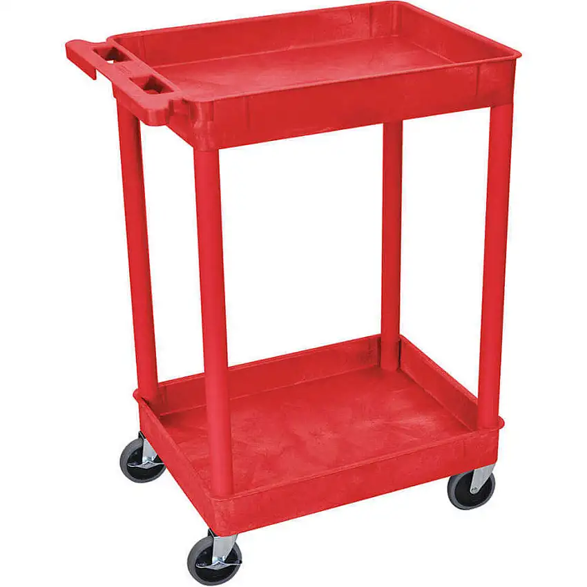 LUXOR RDSTC11RD Mehrzweckwagen, 300 kg Tragkraft, PE, 2 Ablagen, Rot