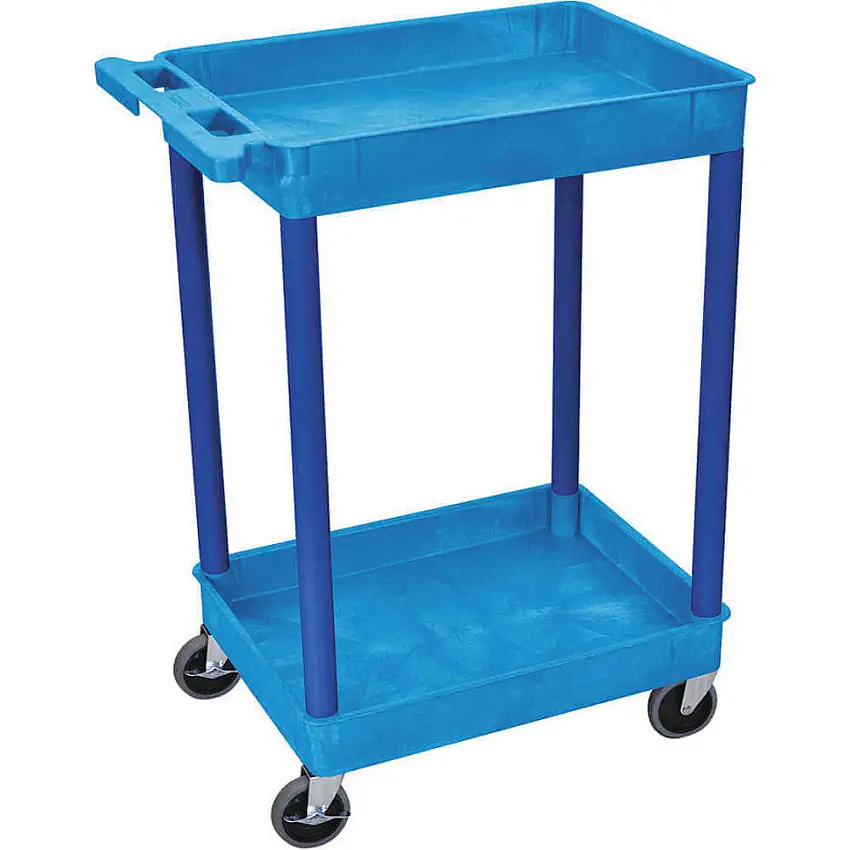 LUXOR BUSTC11BU Mehrzweckwagen, 300 kg Tragkraft, PE, 2 Ablagen, Blau
