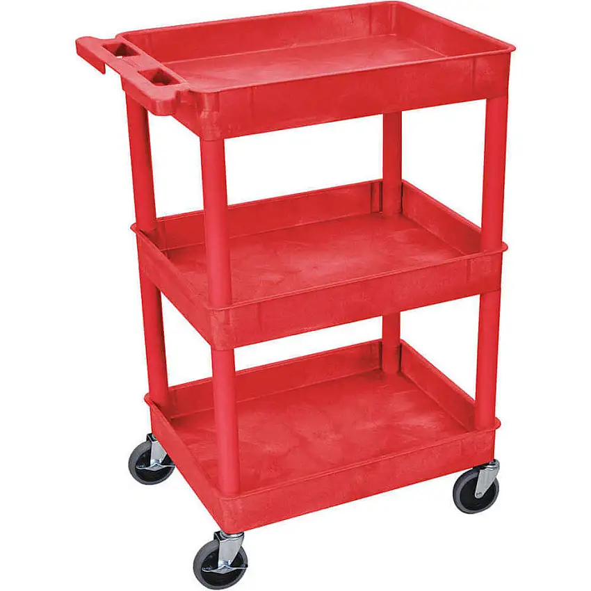 LUXOR  RDSTC111RD Mehrzweckwagen, 300 kg Tragkraft, PE, 3 Ablagen, Rot