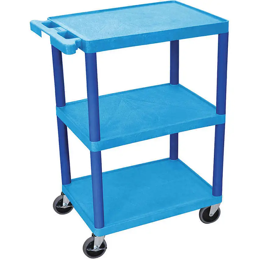 LUXOR BUSTC222BU Mehrzweckwagen, PE, 3 Ablagen, 300 kg Tragkraft, 24 cm Länge, blau