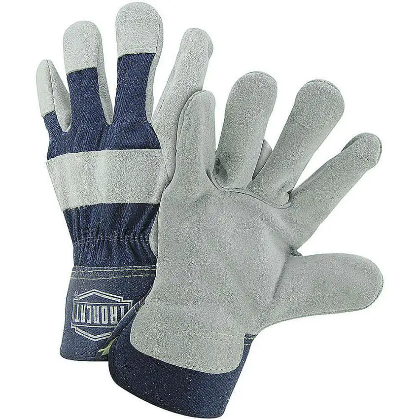 PIP  IC5/S Lederhandschuhe mit Handflächen aus Rindsleder, blau/grau, Größe S