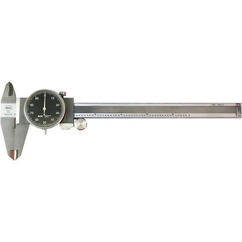 MAHR  4107900 Messschieber mit Zifferblatt, 0-6 Zoll, 0.001 Zoll Grad, Schwarz