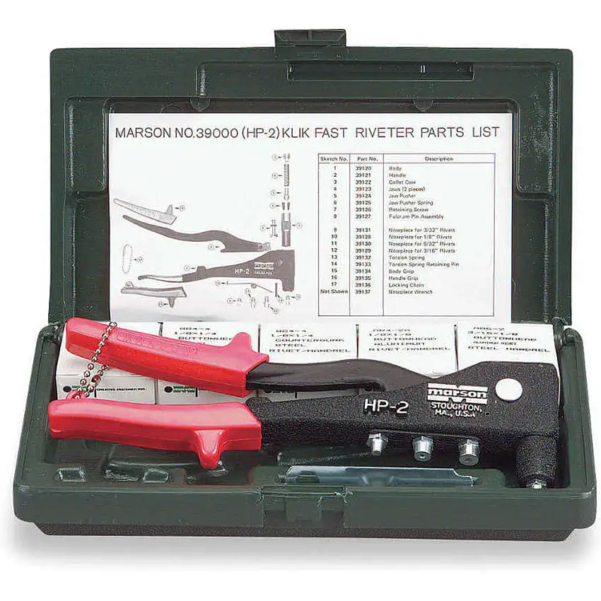 MARSON 200F Nietwerkzeugsatz, Alu-Legierung, 12 Zoll lang, Nietwerkzeug, 1/8 Zoll, 3/16 Zoll Nietendurchmesser, Blindniete