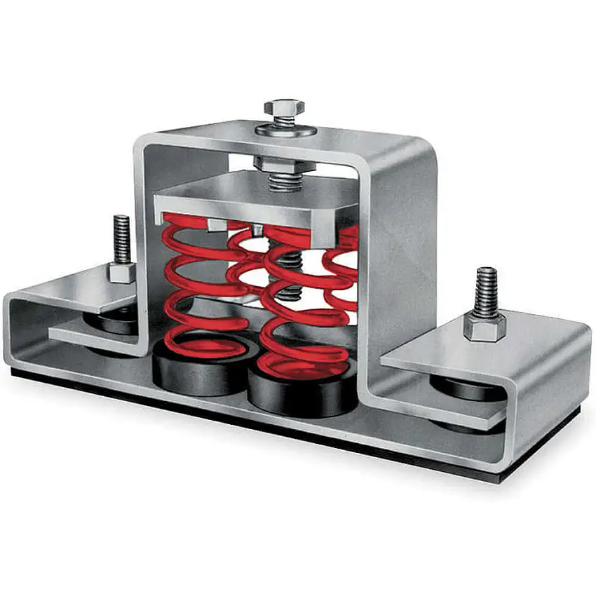 MASON  5XR64 Bodenmontierter Schwingungsisolator, Feder, 1,020 lb Tragkraft, 5 1/8 Zoll Höhe, 2 1/2 Zoll Breite, Rot
