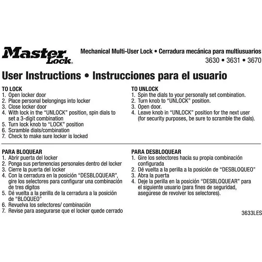 MASTER LOCK  3633LES Unterrichtsmagnet Englisch/Spanisch