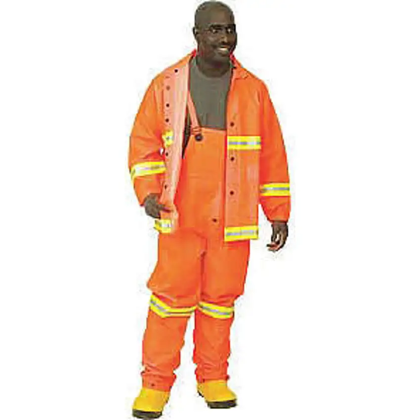 MCR SAFETY 2013R-2X Regenanzug mit abnehmbarer Kapuze, hohe Sichtbarkeit, Orange, 2XL