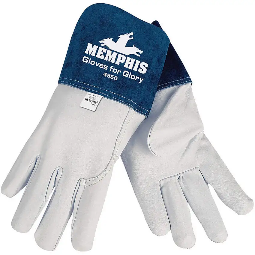 MCR SAFETY  4850L Handschuh Mig/Tig Ziegenleder Weiß/Blau L Pr