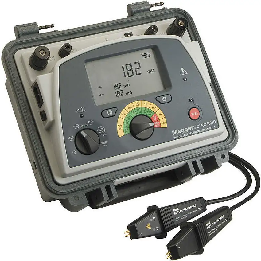 MEGGER DLRO10HD Mikroohmmeter, IP65-Gehäuse, 0 - 2500 Ohm