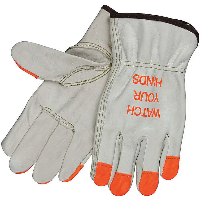 MCR SAFETY  3213HVIL Logo Handschuh Driver Cow Grain Cream L Pr
