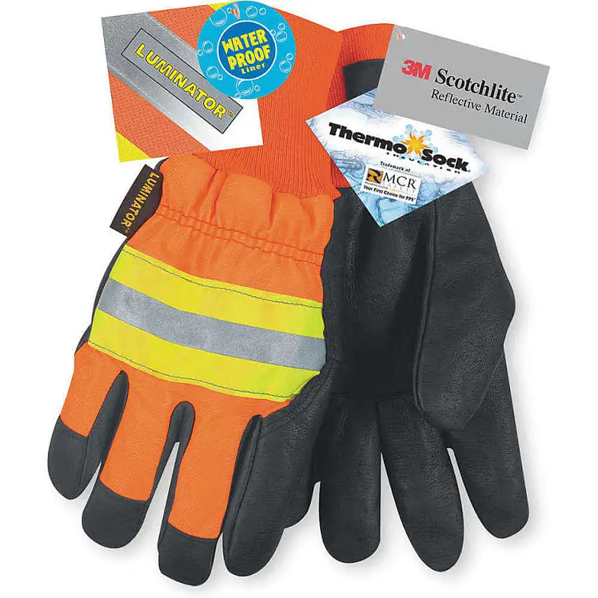 MCR SAFETY  34411M Leder-Fahrerhandschuhe Hi Visibility Orange M Pr