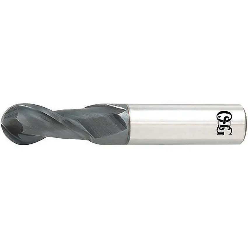 OSG  HP421-0469-BN Ball End Mill, TiAlN, 2 Flutes, 3/64 Inch Milling Dia., 9/64 Inch Lg of Cut, 35 Deg. Helix Angle