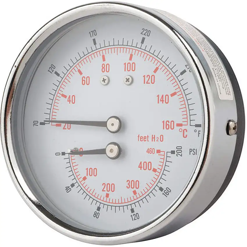 PIC GAUGES  TRI-HD-302R-G Kesselmessgerät, rund, 0–200 psi, 80 bis 320 °F