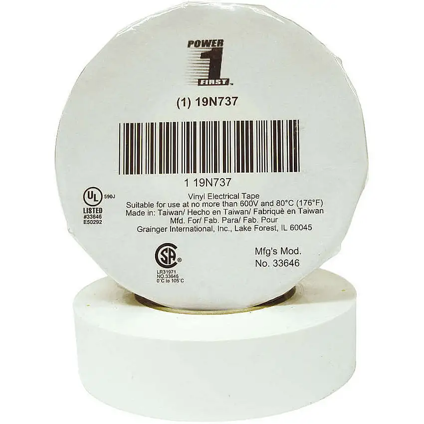 POWER FIRST 19N737 Isolierband 3/4 x 66 Fuß 7 Mil Weiß