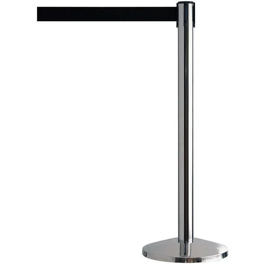 QUEUEWAY  QWAYPOST-1P-B9 Absperrpfosten mit Gürtel, Metall, 7 m lang