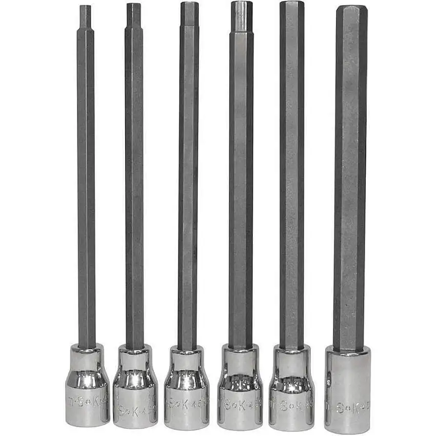SK PROFESSIONAL TOOLS  19726 Langer Steckschlüssel-Bitsatz, 3/8 Zoll Antrieb, 6-teilig