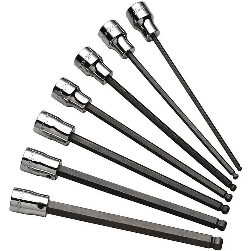 SK PROFESSIONAL TOOLS  19751 Langer Steckschlüssel-Bitsatz, 3/8 Zoll Antrieb, 7-teilig