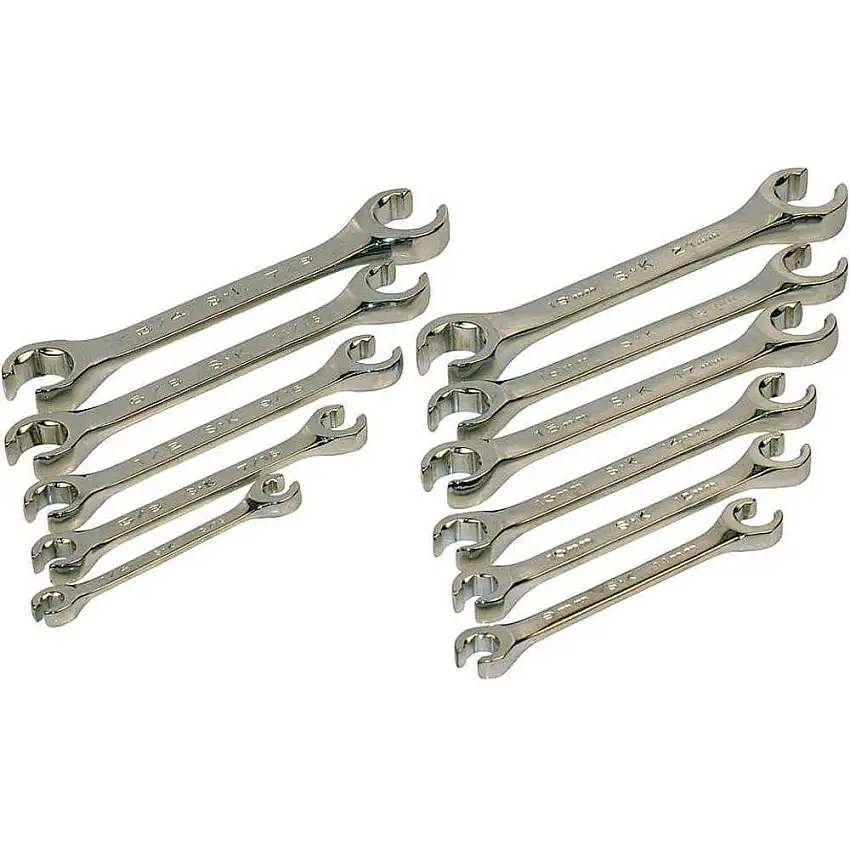 SK PROFESSIONAL TOOLS  371 Bördelmutternschlüsselsatz SAE/metrisch 6-kant 11-teilig