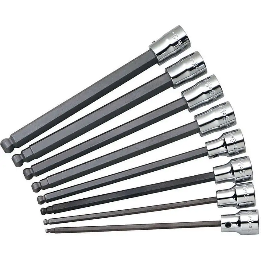 SK PROFESSIONAL TOOLS  19748 Langer Steckschlüssel-Bitsatz, 3/8 Zoll Antrieb, 8-teilig