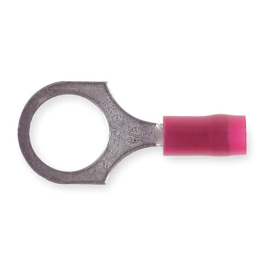 STA-KON RA18-12 Ring Terminal, Red, Nylon Insulation, 1/2 Inch Stud Size, 22 AWG to 16 AWG Wire Sizes, 600 V