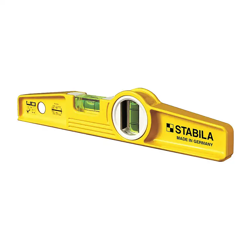 STABILA 25100 Torpedo-Wasserwaage, Aluminium, 10 Zoll Länge, 2 Fläschchen