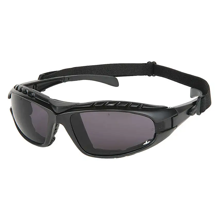 MCR SAFETY  HDX112AF Brille Grau Kratzfest AF Schwarzer Rahmen PR