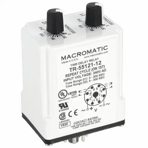 MACROMATIC TR-55121-12 Zeitrelais, Wiederholungszyklus, 3 Sek., 240 VAC