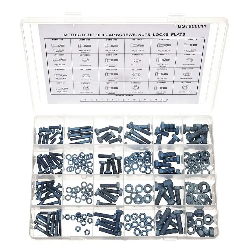 METRIC BLUE UST900011 Sechskantschrauben-Sortiment, Stahl, Blauphosphid, Sechskant