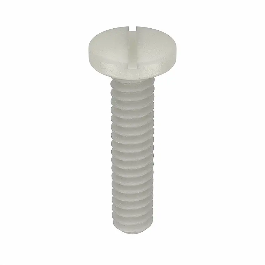 MICRO PLASTICS Maschinenschraube 010440P050, Gewindegröße 4-40, Nylon, 1/2 Zoll lang, Standard, Flachkopf, glatt