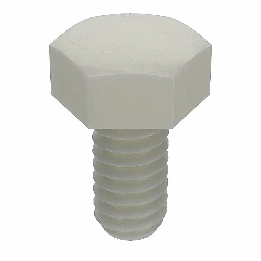 MICRO PLASTICS  50M060100J016 Sechskantschraube, Gewindegröße M6x1, Nylon, 16 mm Länge, 4.7 mm Kopfhöhe, glatt