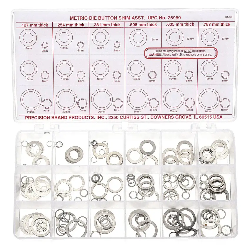 PRECISION BRAND 26600 Shim-Sortiment, kurz, metrisch, 360-teilig, 36 Größen