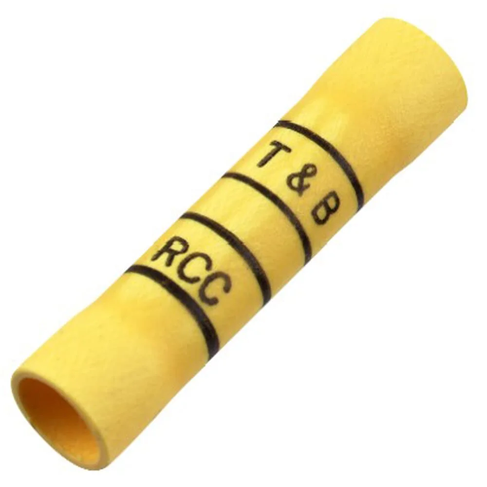STA-KON  KV10-BS-D Insulated Vinyl Butt Splice for Wire Range 12-10, Yellow